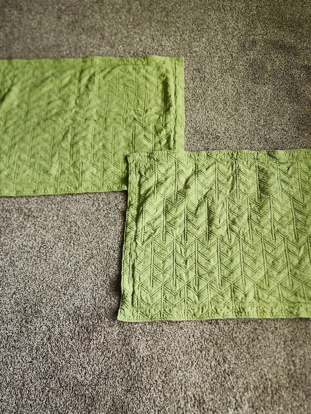 Oscar de la Renta Home Set Of 2 Standard Pillow Shams Green Geometric Cotton